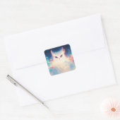 Magische Glinsterende Witte Fantasie Uil Vierkante Sticker (Envelop)