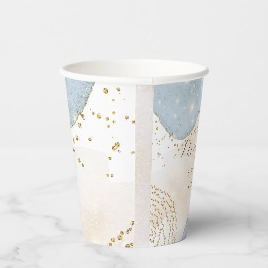 Magische Glitter Abstract Baby shower Monogram Papieren Bekers (Rechts)