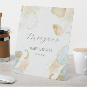 Magische Glitter Abstract Baby shower Monogram Reclamebord Met Voetstuk