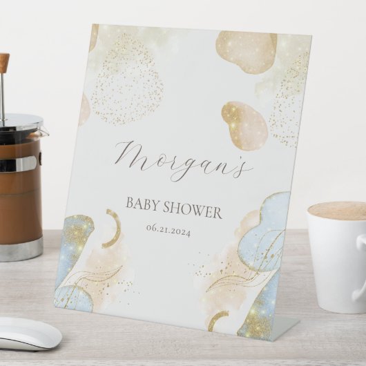 Magische Glitter Abstract Baby shower Monogram Reclamebord Met Voetstuk (Insitu)
