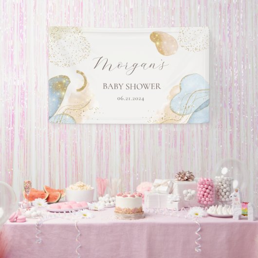 Magische Glitter Abstract Baby shower Monogram Spandoek (Feest)