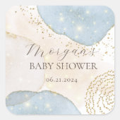 Magische Glitter Abstract Baby shower Monogram Vierkante Sticker (Voorkant)