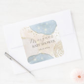 Magische Glitter Abstract Baby shower Monogram Vierkante Sticker (Envelop)