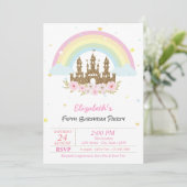 Magische Glitter Castle Floral Rainbow Birthday Kaart (Staand voorkant)