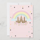 Magische Glitter Castle Floral Rainbow Birthday Kaart (Achterkant)