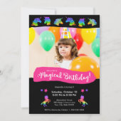 Magische Glitter Eenhoorn Foto Verjaardagsfeest Kaart (Voorkant)