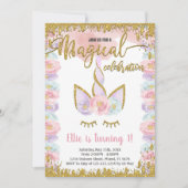 Magische Glitter Eenhoorn Verjaardag Uitnodigingen (Voorkant)