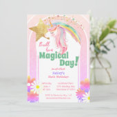 Magische glitter eenhoorn zesde verjaardag kaart (Staand voorkant)