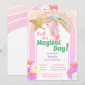 Magische glitter eenhoorn zesde verjaardag kaart (Voorkant / Achterkant)