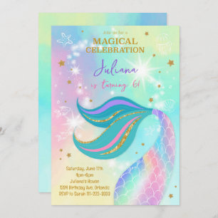 Magische Glitter Kleurrijke Zeemeermin Verjaardag  Kaart