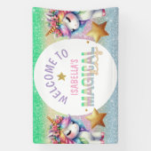 Magische glitter regenboog eenhoorn verjaardag Ban Spandoek (Verticaal)