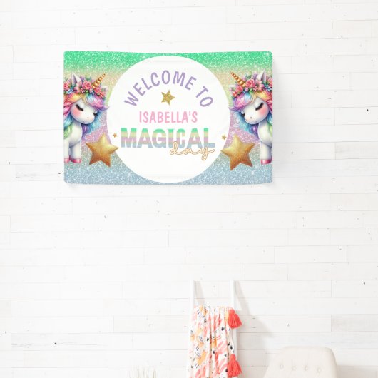 Magische glitter regenboog eenhoorn verjaardag Ban Spandoek (Insitu)
