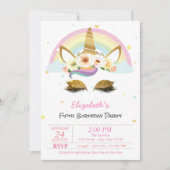 Magische Glitter Unicorn Floral Rainbow Birthday Kaart (Voorkant)