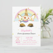 Magische Glitter Unicorn Floral Rainbow Birthday Kaart (Staand voorkant)