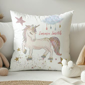 Magische Glitter Unicorn Stars Monogram Naam Kussen