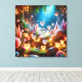 Magische gloeiende bloemen Hartentuin Canvas Afdruk (Insitu (Houten vloer))