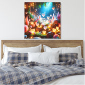 Magische gloeiende bloemen Hartentuin Canvas Afdruk (Insitu (Slaapkamer))