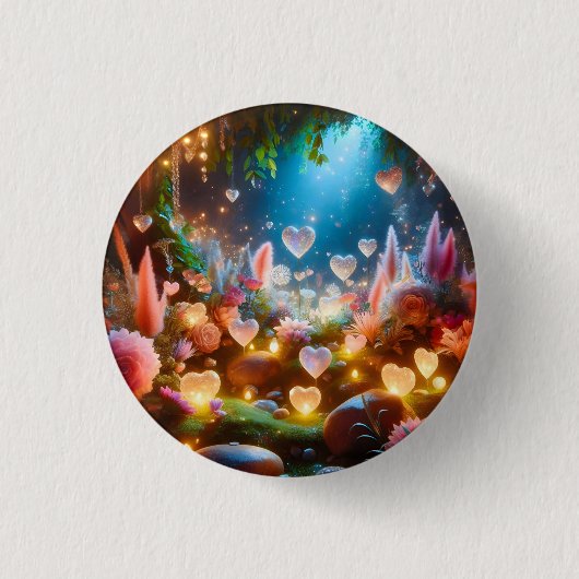 Magische gloeiende bloemen Hartentuin Ronde Button 3,2 Cm (Voorkant)