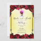Magische Glow Red Rose Silver Yellow Wedding Kaart (Voorkant)