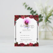 Magische Glow Red Rose White Gold Silver RSVP Kaart (Staand voorkant)