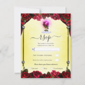 Magische Glow Red Rose Yellow Silver Sparkle RSVP Kaart (Voorkant)