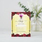 Magische Glow Red Rose Yellow Silver Sparkle RSVP Kaart (Staand voorkant)