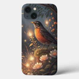 Magische Glowing Robin Vogel en bloemen Case-Mate iPhone Case