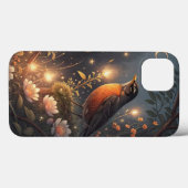Magische Glowing Robin Vogel en bloemen Case-Mate iPhone Case (Achterkant (horizontaal))