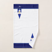 Magische gnoom en monogram op blauw en wit bad handdoek (Handdoek)