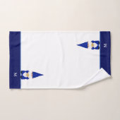 Magische gnoom en monogram op blauw en wit bad handdoek (Handdoek)