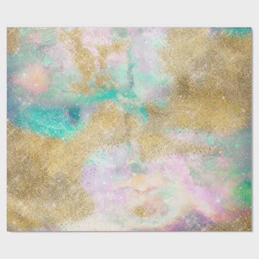 Magische Gold-Waterverf en Abstracte Nebula-kunst Cadeaupapier (Vlak)