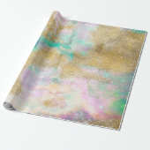 Magische Gold-Waterverf en Abstracte Nebula-kunst Cadeaupapier (Uitgerold)