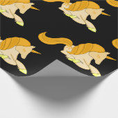 Magische Golden Unicorn op zwarte achtergrond Cadeaupapier (Hoek)