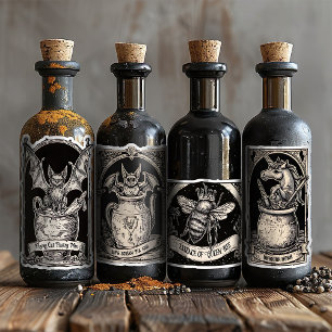 Magische Gotische Heks Wizard Potion Flessenlabels Sticker