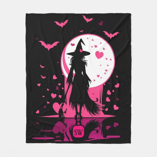 Magische gotische roze harten Be My Valentijn Witc Fleece Deken (Voorkant)