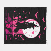 Magische gotische roze harten Be My Valentijn Witc Fleece Deken (Voorkant (Horizontaal))