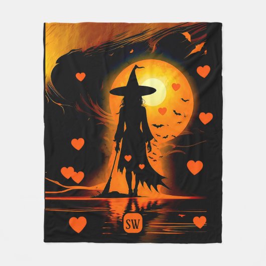 Magische Gotische sinaasappels harten monogram hek Fleece Deken (Voorkant)