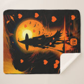 Magische Gotische sinaasappels harten monogram hek Sherpa Deken (Voorkant (horizontaal))