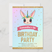 Magische Gouden Glitter Eenhoorn Bunny Verjaardag Kaart (Voorkant)