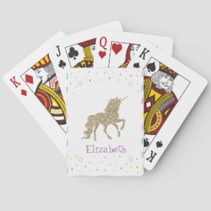 Magische Gouden Glitter Eenhoorn, Sterren - Persoo Pokerkaarten