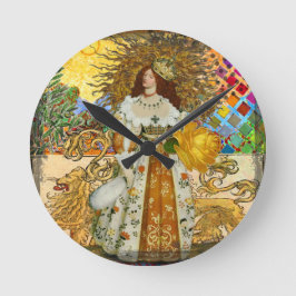 Magische Gouden Prinses Leeuw Renaissance Vrouw Ronde Klok