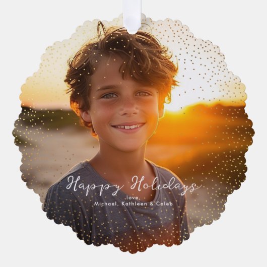 Magische gouden sneeuw | Kerstvakantie foto Ornament Kaart (Voorkant)