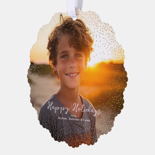 Magische gouden sneeuw | Kerstvakantie foto Ornament Kaart (Links)