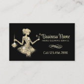 Magische Gouden Sparkles Maid House Schoonmaakserv Visitekaartje (Voorkant)