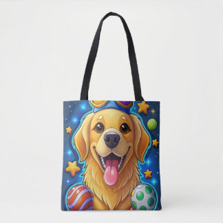 Magische Goudharige Retriever Pup met Sterren Tote Bag