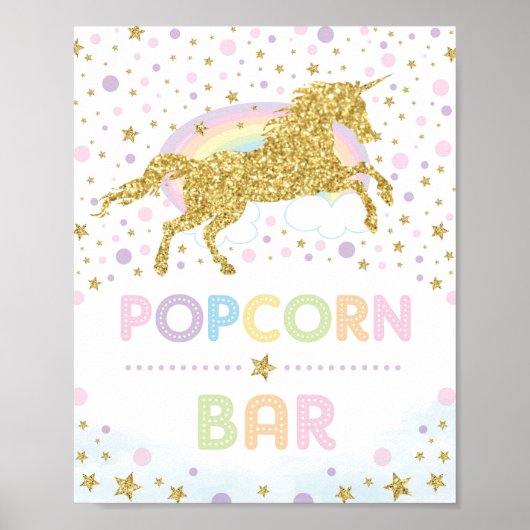 Magische goudhoorn / Popcorn Bar / Regenboogstrips Poster (Voorkant)