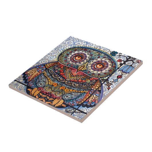 Magische grafische uil tegeltje (Zijkant)