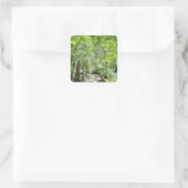 Magische Green Forest Scene. Vierkante Sticker (Tas)