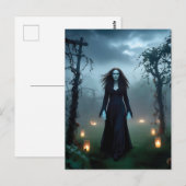 Magische, griezelige heks in een vervallen tuin briefkaart (Voorkant / Achterkant)