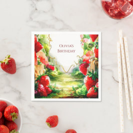 Magische grillige sappige aardbei verjaardag servet